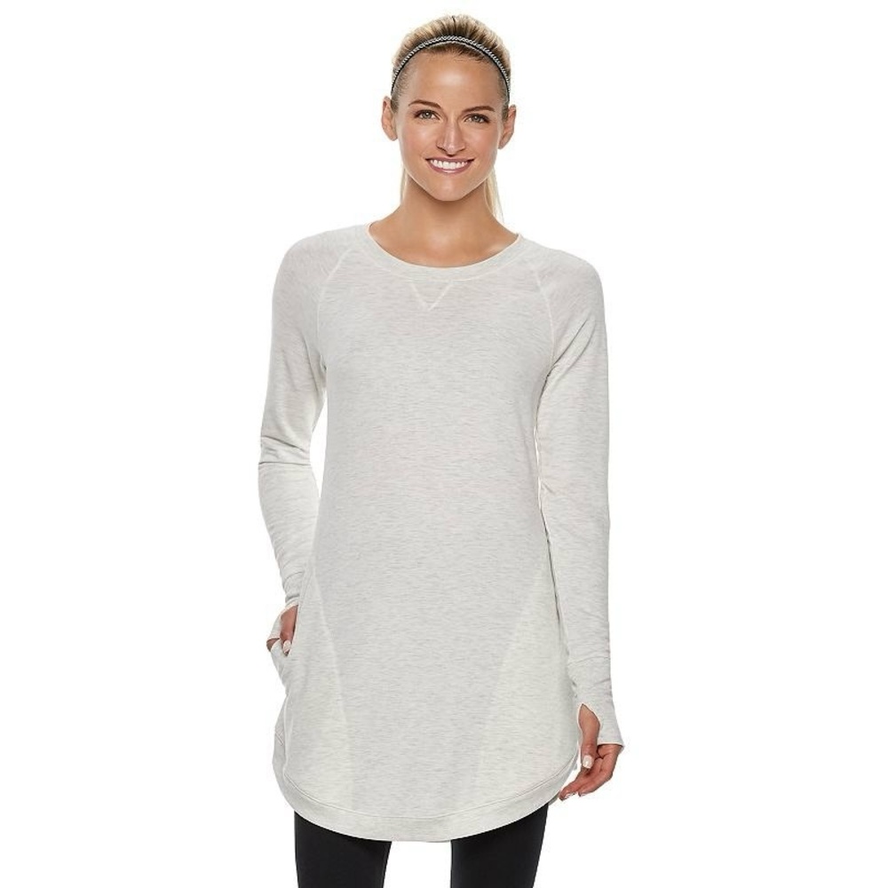 TEK GEAR Women’s French Terry Thumb‎ Hole Tunic- Light Moon Heather